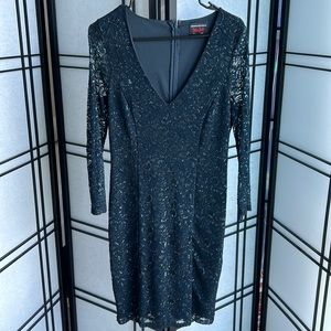Banana Republic L’Wren Scott Collection Dress Lace Navy Blue Metallic Design